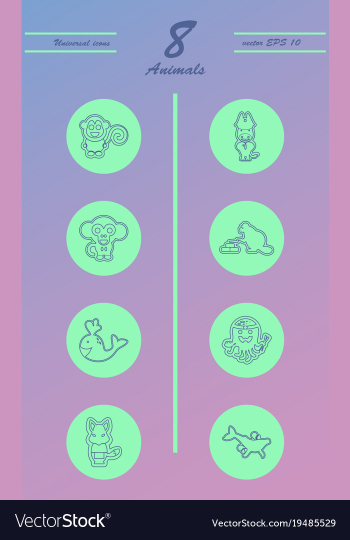 Animal icons set outline style of animal icons vector image Animal icons set outline style of animal icons vector image