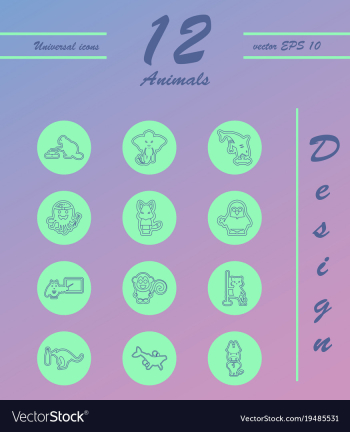 Animal icons set outline style of animal icons vector image Animal icons set outline style of animal icons vector image