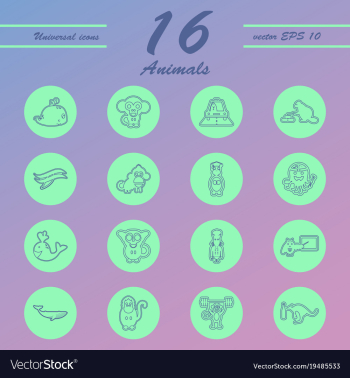 Animal icons set outline style of animal icons vector image Animal icons set outline style of animal icons vector image