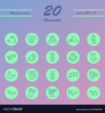 Animal icons set outline style of animal icons vector image Animal icons set outline style of animal icons vector image