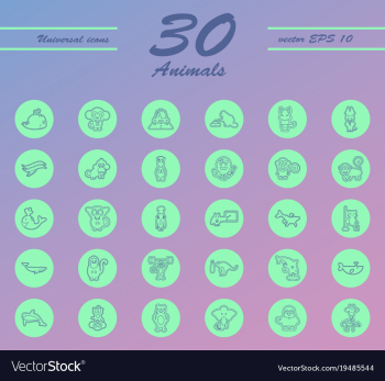 Animal icons set outline style of animal icons vector image Animal icons set outline style of animal icons vector image