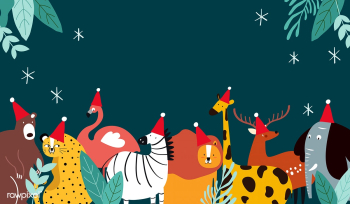 Animal theme Merry Christmas card vector | Free stock vector - 477115