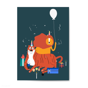 Animal themed invitation card vector | Free stock vector - 518619