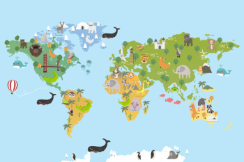 Animal world map Free Vector