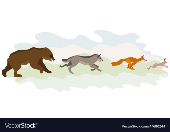 animals running after each other hare fox wolf