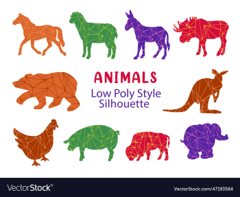 animals silhouette in low poly line style