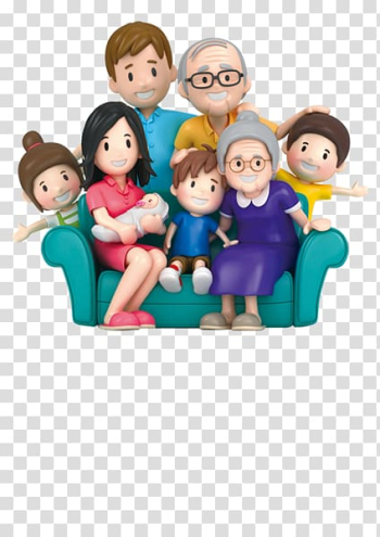 Animated characters family , Extended family , 3D cartoon family portrait transparent background PNG clipart