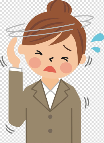 Animated woman in suit jacket art, Tension headache Dizziness Vertigo , headache transparent background PNG clipart