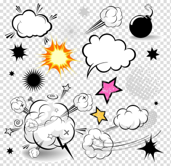 Animation, Comics Speech balloon Cartoon Comic book, cloud comics explosion Dialog transparent background PNG clipart