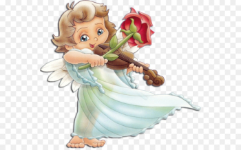 Animation Greeting Angel Birthday - Cartoon little angel playing a violin 