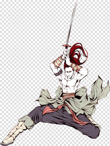 Anime character with katana, Japan Watercolor painting Samurai, Samurai Japanese watercolor transparent background PNG clipart