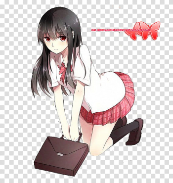 Anime GirL , black-haired girl anime character illustration transparent background PNG clipart