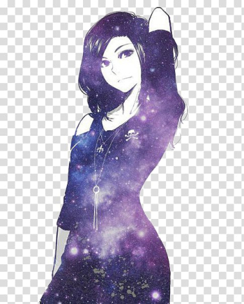 Anime Girl Manga Drawing Galaxy Girl, anime girl transparent background PNG clipart