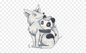 Anime Wolves In Love Coloring Pages Download - Cute Wolf And Panda