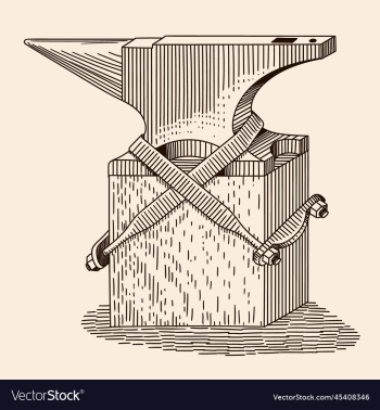 anvil fastened with clamps on a pedestal anvil fastened with clamps on a pedestal