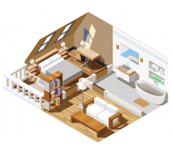 Apartment interior isometric scene Free Vector Apartment interior isometric scene Free Vector