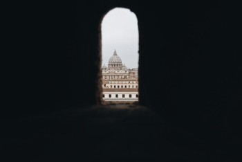Arched Window With View Of Building Arched Window With View Of Building