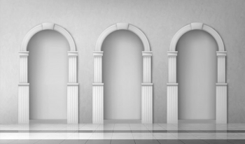 Arches with columns in wall, gates with pillars Free Vector Arches with columns in wall, gates with pillars Free Vector