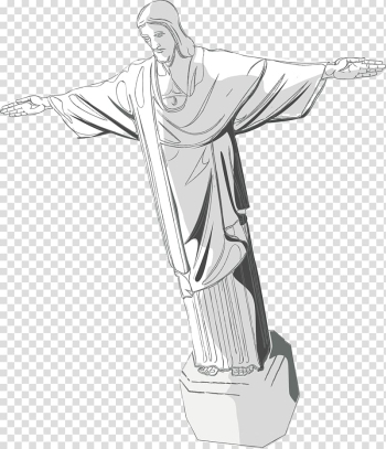 Architecture City Black and white, White Jesus stone carving elements transparent background PNG clipart