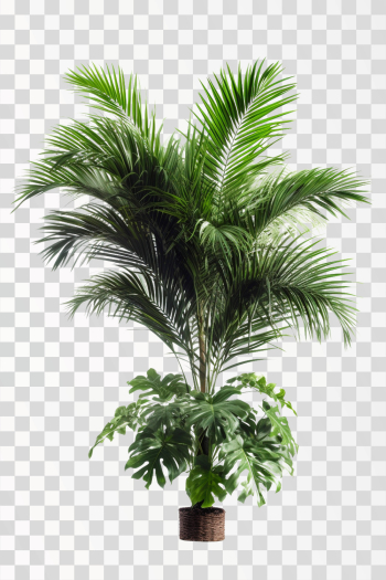 areca tree and monstera, png transparent background