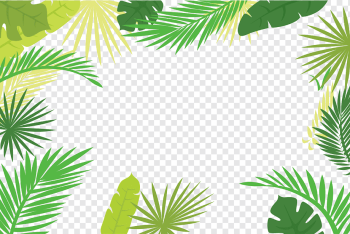 Arecaceae Text Branch Leaf Illustration, Palm leaf border, green leaves illustration, border, frame, leaf png