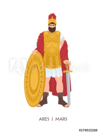 Ares or Mars - Olympian god or deity of war in Greek and Roman religion and mythology