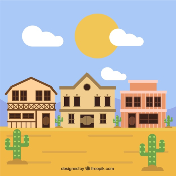 Arid western landscape with houses Arid western landscape with houses