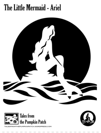 Ariel The Prince Jack-o-lantern Pumpkin Stencil - Mermaid Stencil 