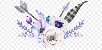Arrow Bohemianism - Elegant Watercolor Bohemian Wind Arrow Flowers 