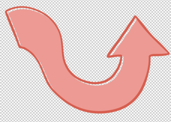 Arrow horizontal PNG - Pink Color, Left direction, curved