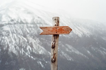 arrow sign on mountain arrow sign on mountain