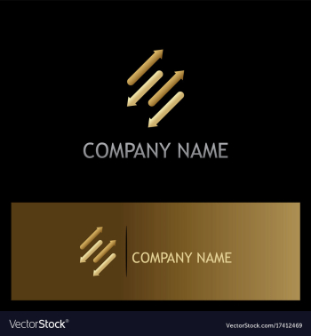 Arrows dynamic gold logo vector image Arrows dynamic gold logo vector image