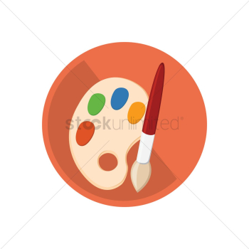 Art palette with paint brush Art palette with paint brush