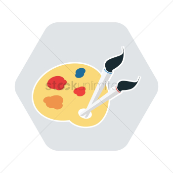 Art palette with paint brush Art palette with paint brush