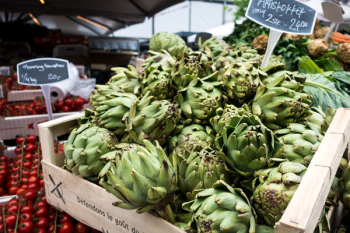 Artichokes at a farmers market 
