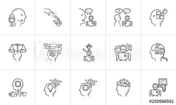 Artificial intelligence hand drawn outline doodle icon set