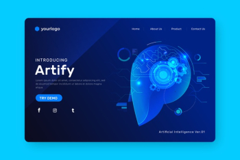 Artificial intelligence landing page Free Vector Artificial intelligence landing page Free Vector