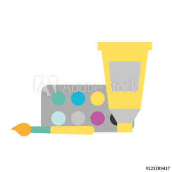 artistic design color tube palette and brush