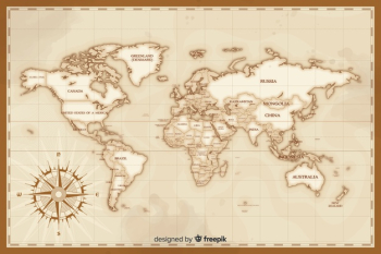 Artistic vintage world map draw concept Free Vector