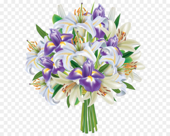 Arum-lily Flower bouquet Clip art - Purple Iris Flowers and Lilies Bouquet PNG Clipart Image 