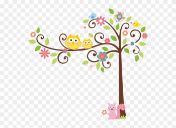 Arvore Com Corujinhas Fofas Moldes - Roommates Wall Decal Rmk1439slm Scroll Tree Megapacks