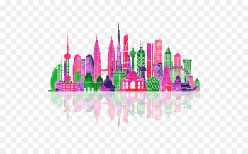 Asia Skyline Silhouette Illustration - Color city Asia Skyline Silhouette Illustration - Color city
