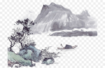 Asian art Chinese art Wallpaper - Gray mountain material boutique house 