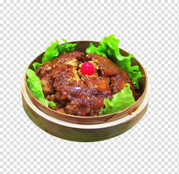 Asian cuisine Spare ribs Barbecue grill Steaming Glutinous rice, Product, lettuce, glutinous rice, steamed spareribs transparent background PNG clipart