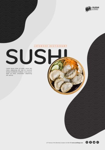 Asian sushi restaurant flyer template Free Psd Asian sushi restaurant flyer template Free Psd
