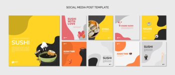 Asian sushi restaurant social media posts Free Psd Asian sushi restaurant social media posts Free Psd