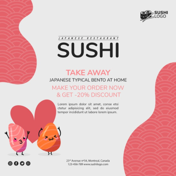 Asian sushi restaurant square banner template Free Psd Asian sushi restaurant square banner template Free Psd