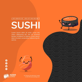 Asian sushi restaurant square banner template Free Psd Asian sushi restaurant square banner template Free Psd