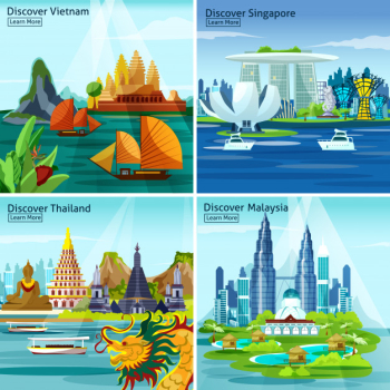 Asian travel 2x2 design concept Asian travel 2x2 design concept