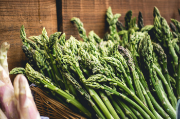 Asparagus at farmers market close up 